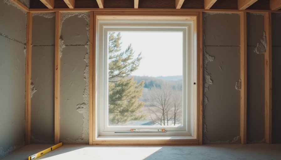 Interior view of code-compliant basement egress window installation