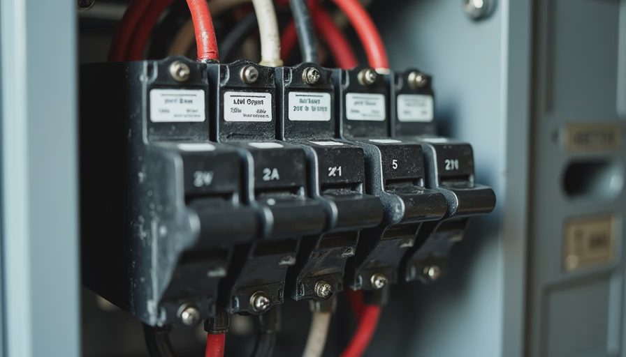 Electrical panel with 20-amp breakers dedicated to basement circuits