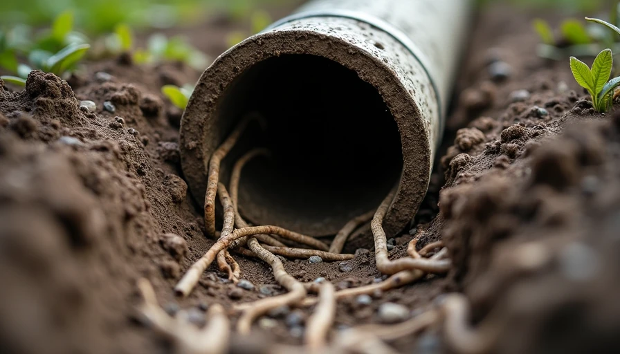 Weeping tile pipe severely clogged by invasive tree roots