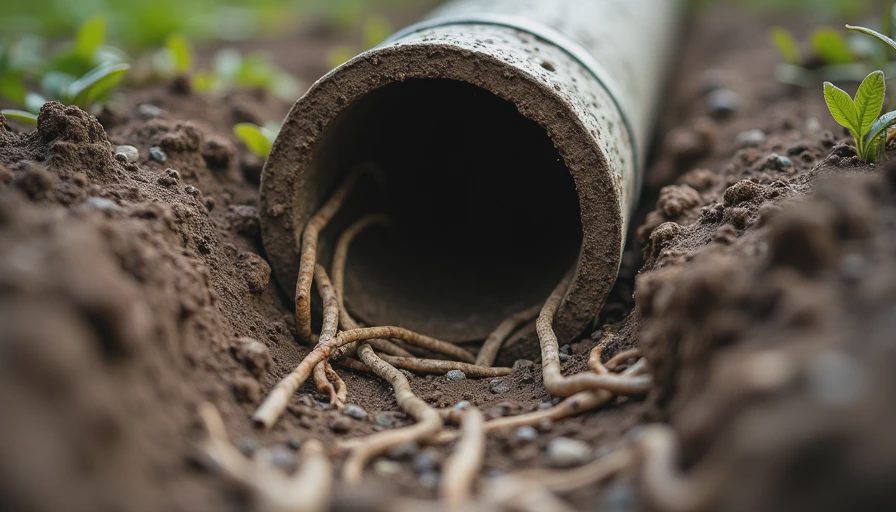 Weeping tile pipe severely clogged by invasive tree roots