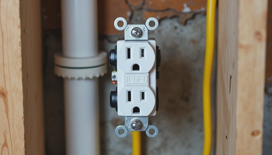 Installed GFCI outlet in basement wall with proper protection
