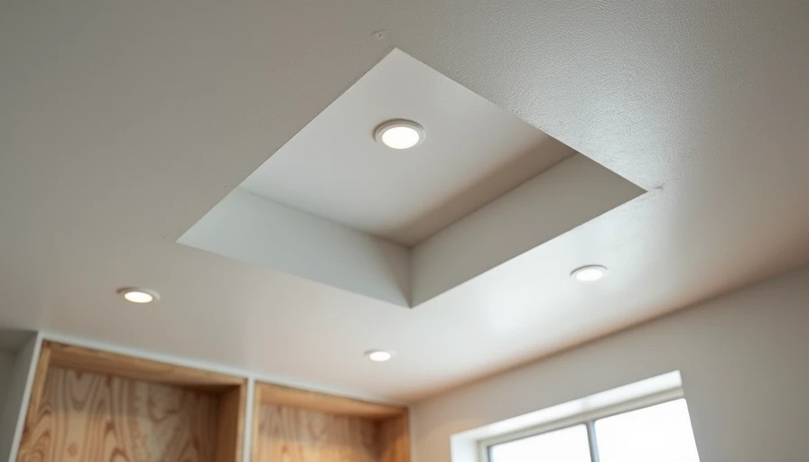 Drywall basement ceiling with hidden access panel for maintenance