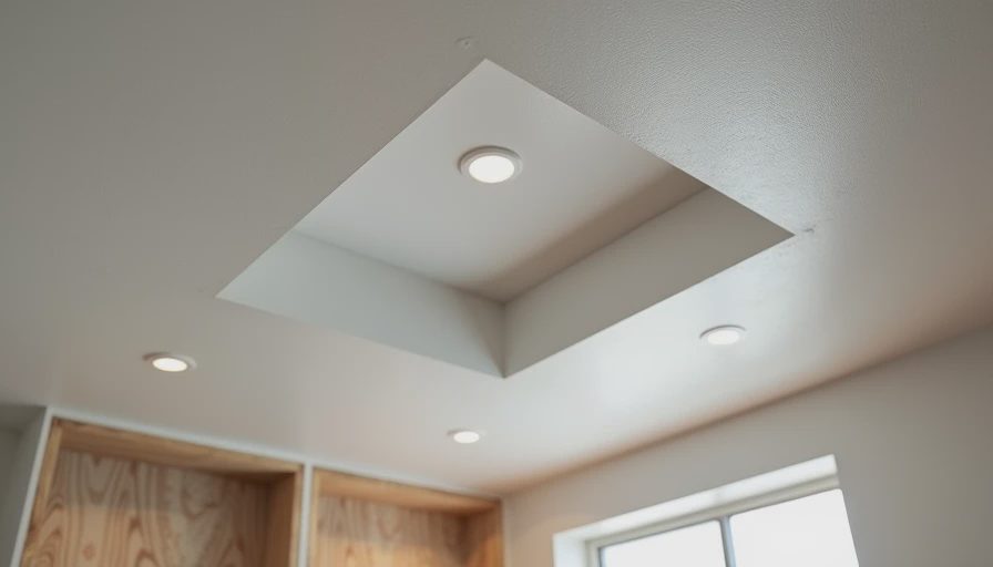 Drywall basement ceiling with hidden access panel for maintenance