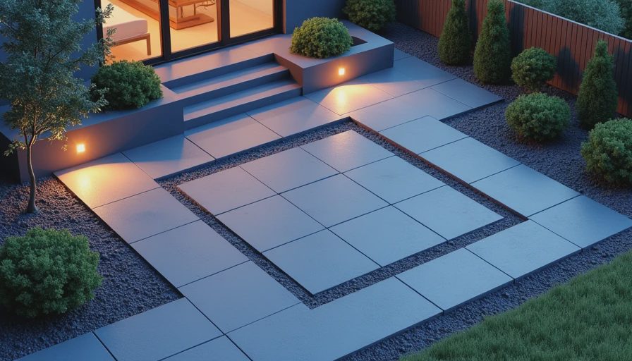 Visual context for outdoor cement flooring